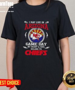 Stylish ladies tee featuring 'My heart belongs to Kansas City Chiefs' design, perfect for fans living in Arizona.