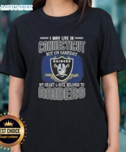 Raiders ladies tee showcasing pride for the team, perfect for game day in Connecticut. Stylish and comfortable design.