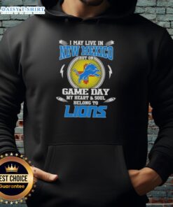 Alt Text: Detroit Lions hoodie worn by a fan in New Mexico, showing team pride on game day with vibrant colors and logo.