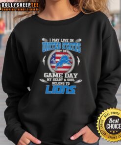 Detroit Lions sweatshirt showcasing pride for the team on game day, perfect for fans living in the United States.