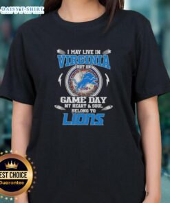 Stylish ladies tee featuring 'My heart and soul belongs to Detroit Lions' for game day fans in Virginia.
