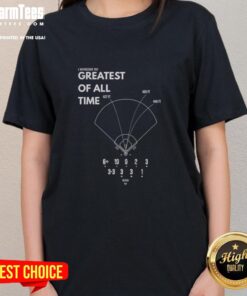 Los Angeles Dodgers baseball ladies tee showcasing 'I Witnessed The Greatest Of All Time' design in vibrant colors.