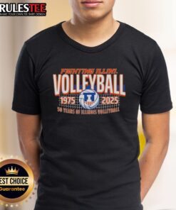 Nice Illinois Fighting Illini Volleyball T-Shirt celebrating 50 years, 1978-2025, featuring vibrant team colors and logo.