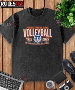 Vintage Nice Illinois Fighting Illini Volleyball 50 Years T-Shirt from 1978-2025, featuring team colors and logo.