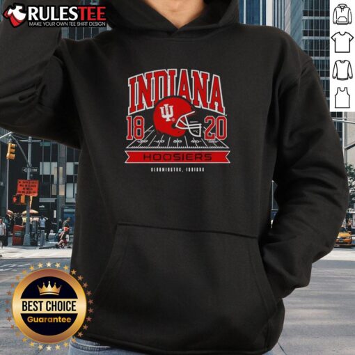 Alt Text: Nice Indiana Hoosiers All American Football 1820 helmet hoodie showcasing team spirit and style for fans.