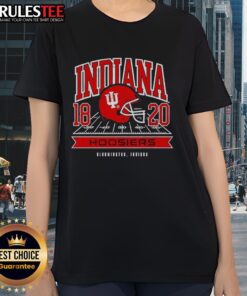 Alt Text: Ladies tee featuring Nice Indiana Hoosiers All-American Football 1820 helmet design, perfect for sports fans.