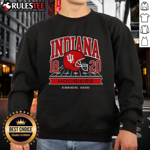 Alt Text: Nice Indiana Hoosiers All-American Football 1820 helmet sweatshirt featuring team colors and logo design.