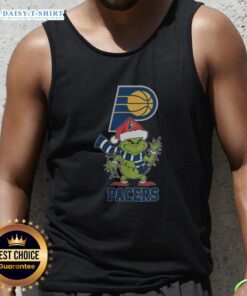 Nice Indiana Pacers Christmas Grinch Santa Hat holiday 2025 tank top design featuring festive colors and graphics.