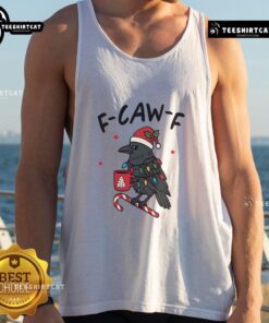 Funny Christmas tank top featuring a crow with 'It's a F*ing Kind of Christmas' text for festive humor.