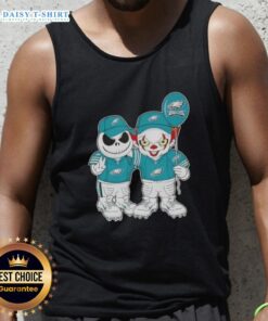 Jack Skellington and Clown It tank top for Philadelphia Eagles fans celebrating Halloween in style.