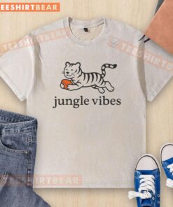 Alt Text: Nice Jungle Vibes Run Wild Tiger washed t-shirt featuring vibrant tiger graphic on soft fabric, perfect for casual wear.