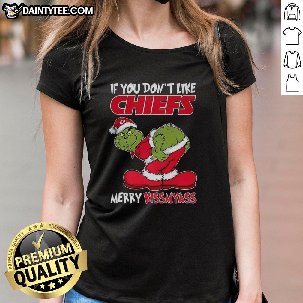 nice-kansas-city-chiefs-grinch-if-you-dont-like-chiefs-merry-krissmyass-funny-christmas-ladies-tee Alt Text: Funny Christmas ladies tee featuring the Kansas City Chiefs Grinch with Merry Krissmyass slogan for fans.