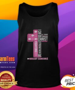 Alt Text: Kansas City Chiefs tank top with 'I Can Do All Things Through Christ Who Strengthens Me' for Breast Cancer awareness.