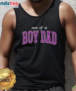 Boy wearing a 'Nice Lil Sasquatch Son of a Boy Dad' tank top, showcasing a fun, playful design perfect for casual summer wear.