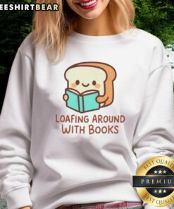 Cozy sweatshirt featuring a playful design, perfect for loafing around with books on a relaxing day. Ideal for book lovers!
