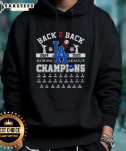 Los Angeles Dodgers B2B 2024-2025 National League Champions hoodie in blue, featuring team logo and stylish design.