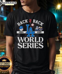 Los Angeles Dodgers Back 2 Back 2024-2025 World Series T-Shirt showcasing team pride and championship spirit.