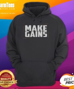 Nice Make Gains Gym Hoodie in black, featuring a bold logo, perfect for workouts and fitness enthusiasts.