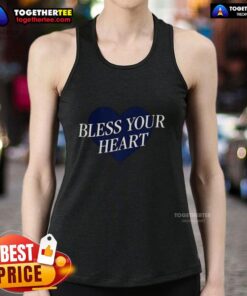 Alt Text: Megan Moroney in a cute baby doll tank top, promoting her song 'Bless Your Heart' with a stylish and vibrant look.
