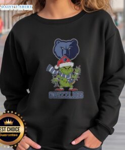 Nice Memphis Grizzlies Christmas Grinch Santa Hat Holiday 2025 Sweatshirt featuring festive graphics and team colors.