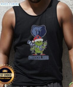 Nice Memphis Grizzlies Christmas Grinch Santa Hat holiday 2025 tank top featuring festive design and team colors.