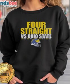 Nice Michigan Wolverines four straight vs Ohio State sweatshirt in navy blue, showcasing team pride and sports spirit.