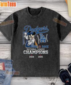 Nice Mickey Mouse X Los Angeles Dodgers Back To Back National League Champions 2025 Washed T-Shirt design