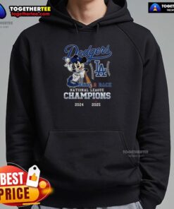 Nice Mickey Mouse X Los Angeles Dodgers hoodie celebrating back-to-back National League Champions 2024-2025.