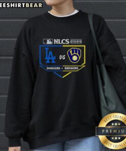 Stylish sweatshirt featuring Milwaukee Brewers vs Los Angeles Dodgers 2025 NLCS matchup design for baseball fans.