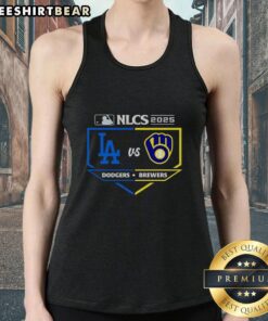 Stylish tank top featuring 2025 NLCS matchup of Milwaukee Brewers vs. Los Angeles Dodgers, perfect for baseball fans.