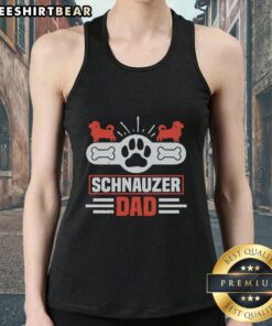 Miniature Schnauzer dad wearing a fun tank top, showcasing love for his furry friend with a stylish and playful design.