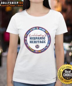 New York Mets ladies tee celebrating Hispanic Heritage, featuring vibrant colors and stylish design for fans.