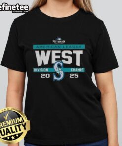 Seattle Mariners 2025 AL West Division Champions ladies tee celebrating MLB postseason success.