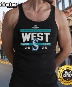Seattle Mariners 2025 AL West Division Champions tank top celebrating MLB postseason victory.