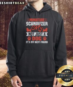 Cozy hoodie featuring a miniature schnauzer design, highlighting 'Not Just A Dog, It's My Best Friend' slogan.