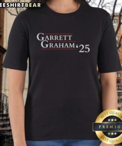 Myles Garrett and Mason Graham wearing 2025 Presidents Ladies Tee, showcasing stylish sports apparel for fans.