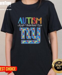 Nice New York Giants Autism Accept Understand Love Ladies Tee showcasing team spirit and support for autism awareness.
