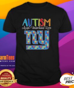 Nice New York Giants Autism Accept Understand Love T-Shirt featuring vibrant team colors and a supportive message.