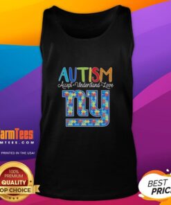 Nice New York Giants Autism Accept Understand Love Tank Top featuring team colors and empowering message.