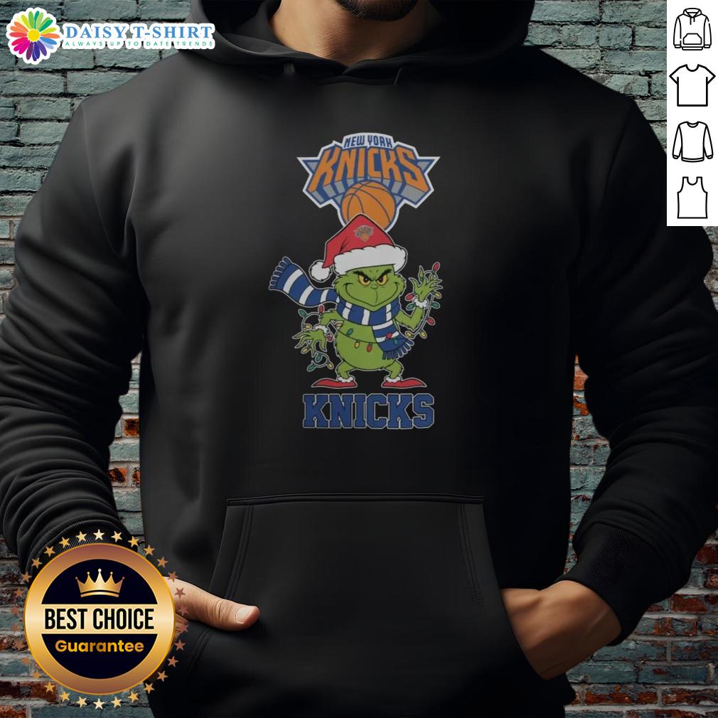 Nice New York Knicks Christmas Grinch Santa Hat Holiday 2025 Hoodie NY Knicks Christmas Grinch Santa hat holiday hoodie for 2025, featuring festive design and team logo.