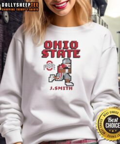 Alt Text: Retro Ohio State Buckeyes football sweatshirt featuring Jeremiah Smith, perfect for fans and stylish game day wear.