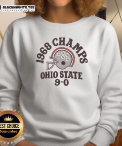 Alt Text: Vintage Nice Ohio State National Champs 1968 9-0 Sweatshirt featuring iconic team colors and logo.