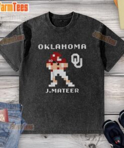 Retro Oklahoma Sooners football t-shirt by John Mateer, featuring a washed design for a vintage look and feel.