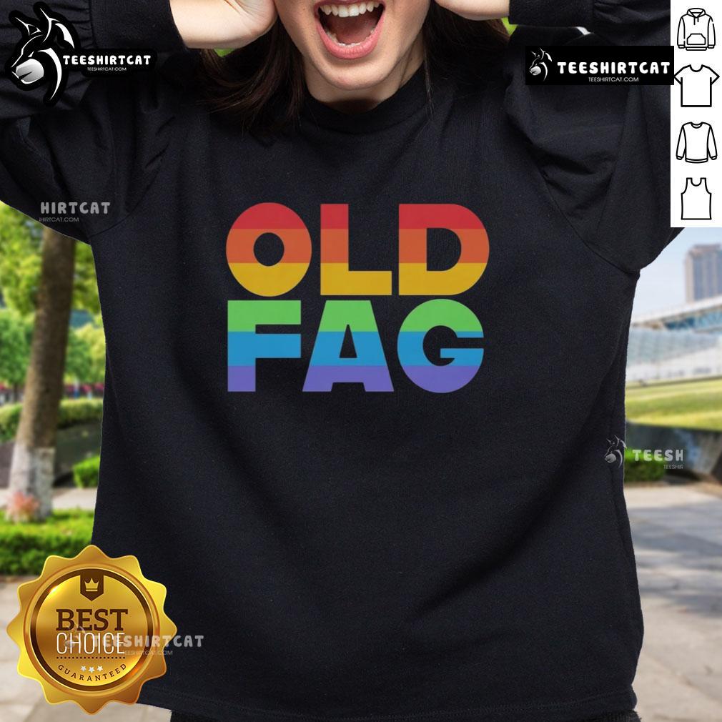 Nice Old Fag Pride Sweatshirt Vintage-style Nice Old Fag Pride sweatshirt showcasing colorful LGBTQ+ pride design on a cozy fabric.