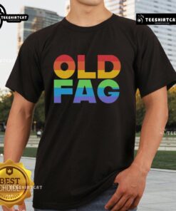 Nice Old Fag Pride T-Shirt featuring vibrant rainbow colors and a retro design celebrating LGBTQ+ pride.