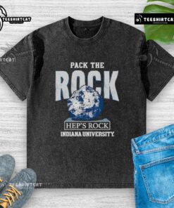 Nice Pack The Rock Indiana Hoosiers washed t-shirt featuring bold graphics in team colors for fans and supporters.