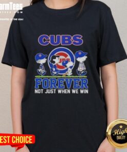 Nice Peanuts Snoopy and Friends X Chicago Cubs Forever Ladies Tee featuring a fun design for baseball fans.