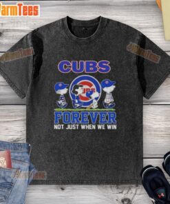 Alt Text: Nice Peanuts Snoopy and Friends X Chicago Cubs Forever T-Shirt showcasing baseball fandom and friendship.
