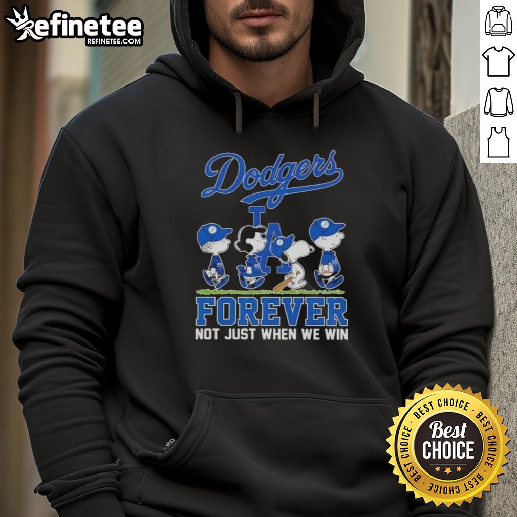nice-peanuts-snoopy-and-friends-x-los-angeles-dodgers-forever-not-just-when-we-win-hoodie Alt Text: Nice Peanuts Snoopy and Friends X Los Angeles Dodgers hoodie featuring 'Forever Not Just When We Win' design.