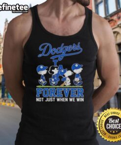 Nice Peanuts Snoopy and Friends X Los Angeles Dodgers Forever tank top featuring vibrant graphics and a playful design.